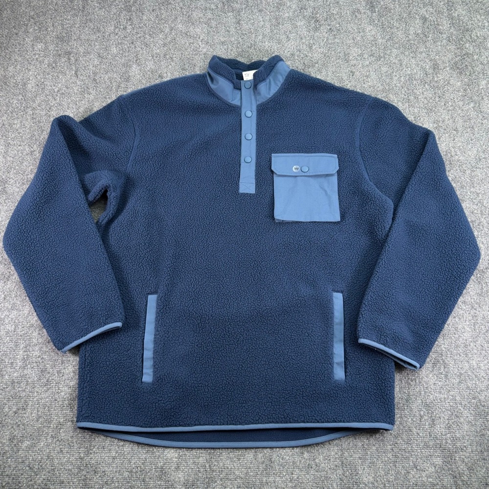 American Eagle Sweater Mens Medium Tall MT Midnight Blue‎ Sherpa Fleece $69 MSRP